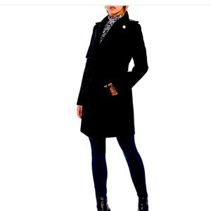 Melton Wool Stand Envelope Collar Long Sleeve Tie Waist Coat